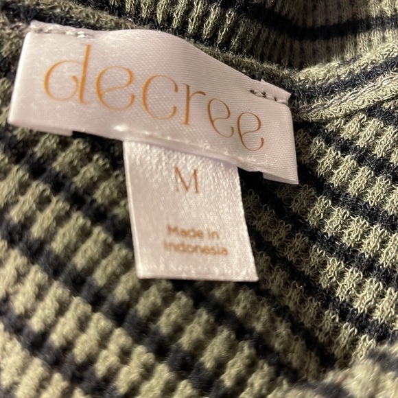 Knit Dress Form Fit S Neck Green Black Stripes Long Sleeve Size Med NWT “decree” - Picture 9 of 10